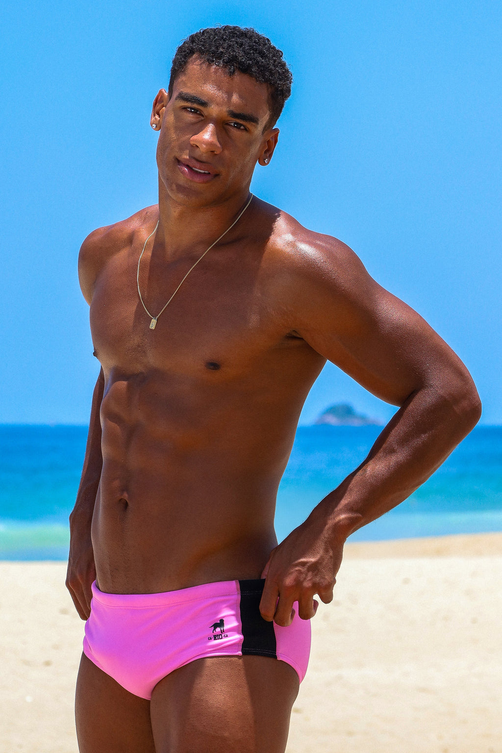 CA-RIO-CA Recorte Rosa - solid Men's Swimming Sunga - Beachwear for Men