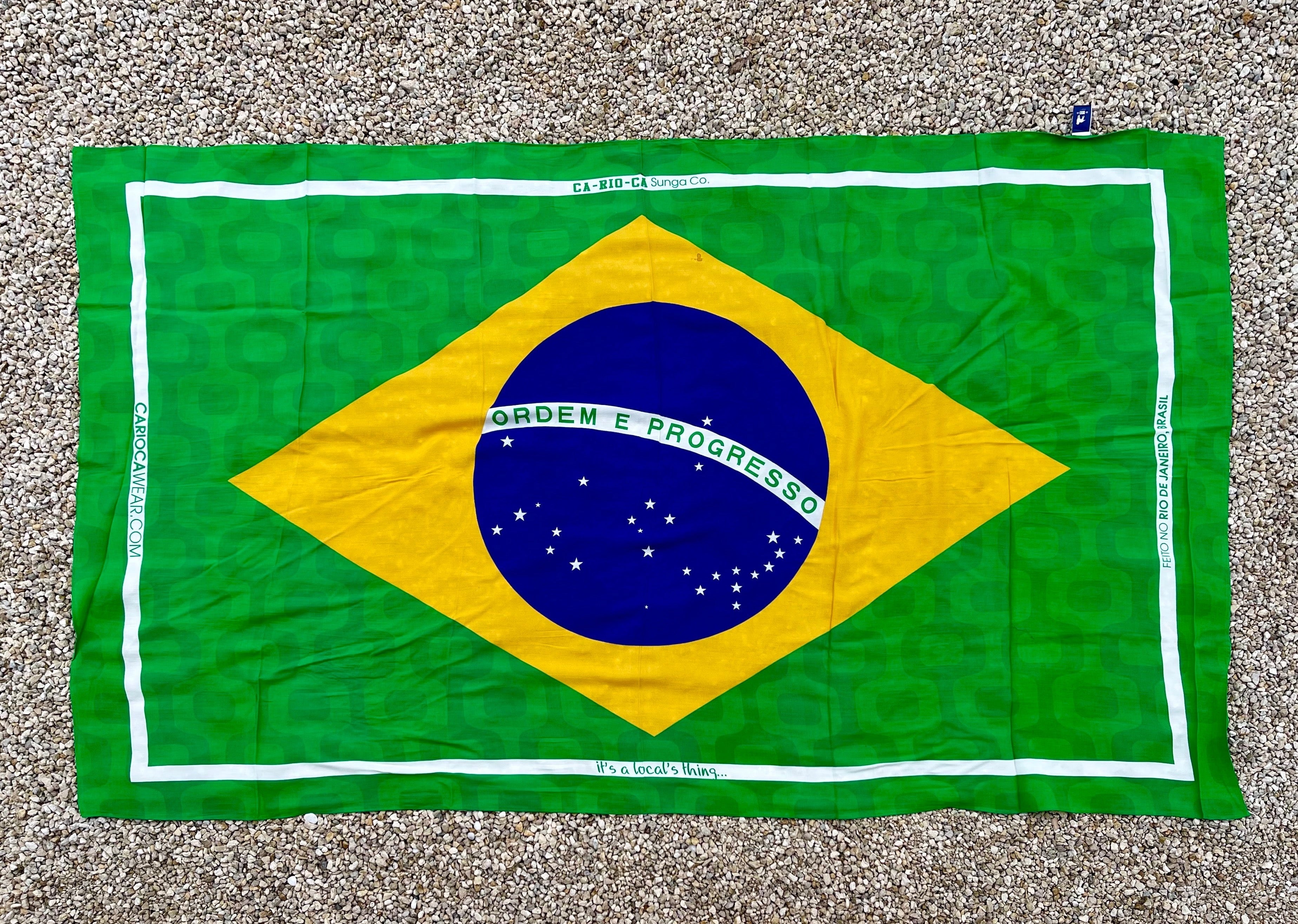 CANGA BANDERA BRASILEÑA CA-RIO-CA - VERDE, AMARILLO, AZUL Y BLANCO - TOALLA DE PLAYA BRASILEÑA (SARONG/PAREO)