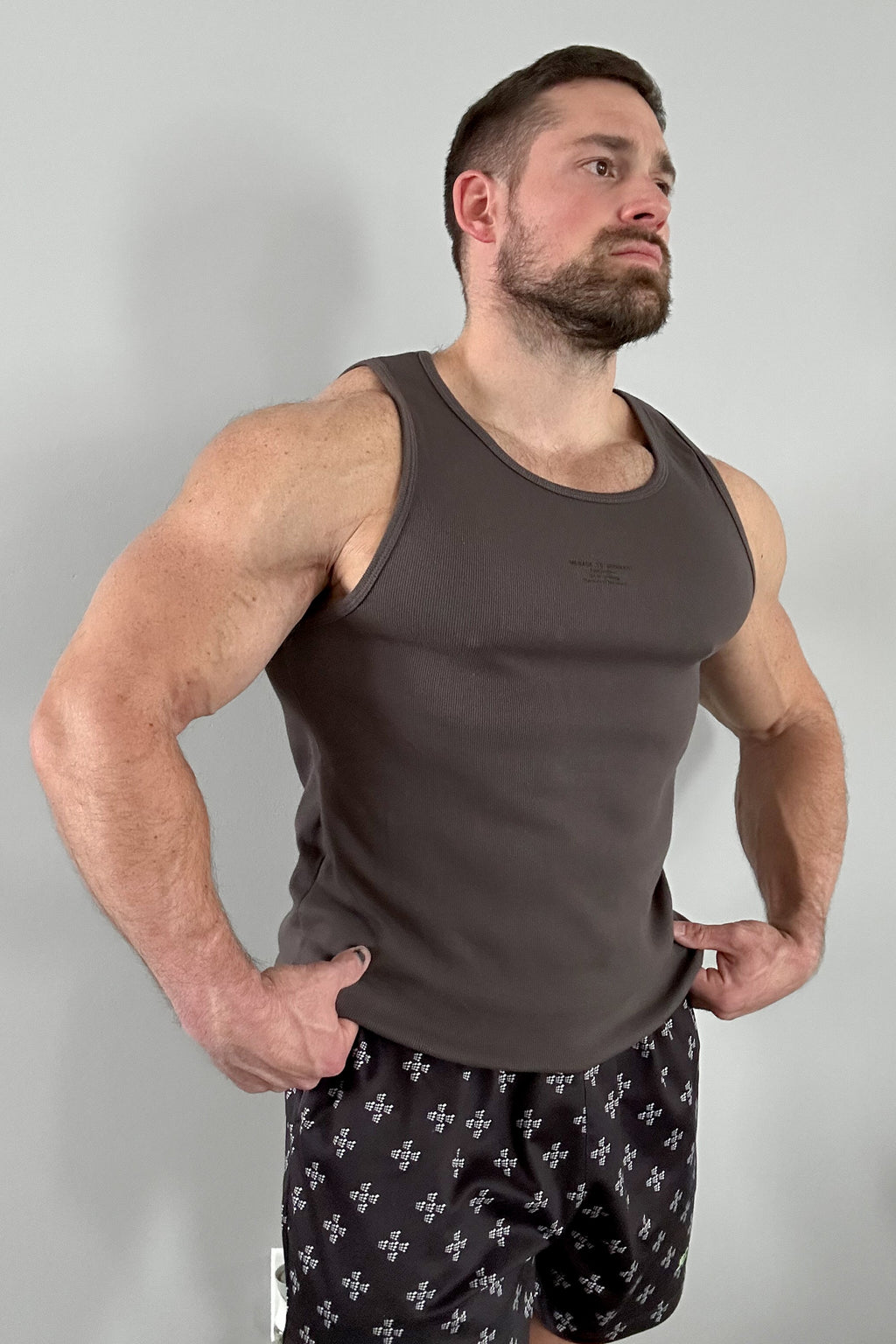 Jed North Men's Ribbed Muscle Tank Top - Dark Gray