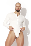 Infinity Langarm-Bodysuit mit Knopfleiste - Weiß