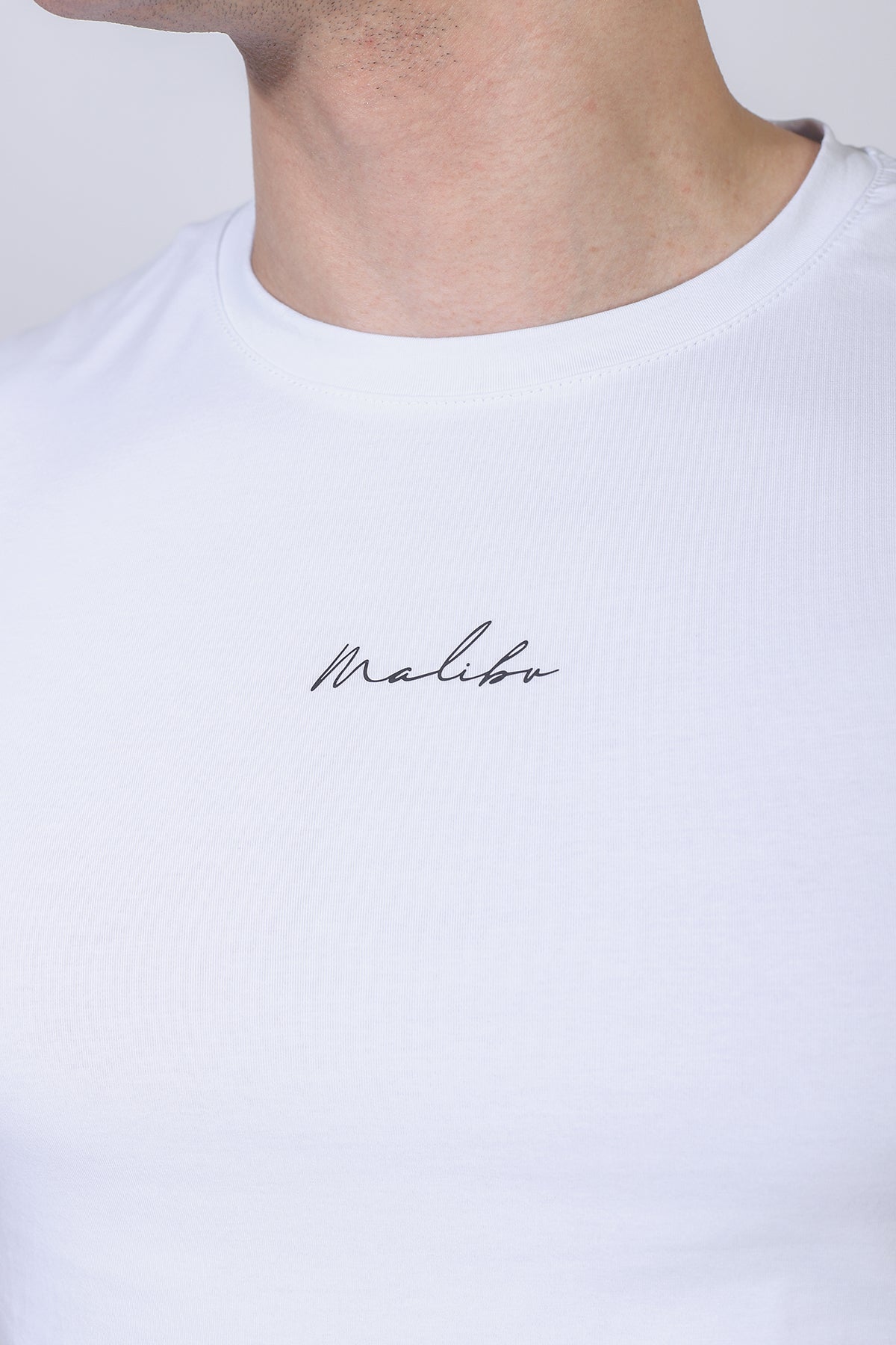 Camiseta corta de media manga JJ Malibu Muscle-Fit - Blanca