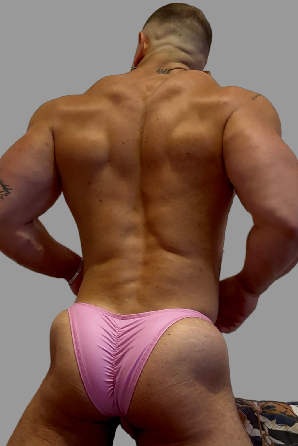 JJ Malibu Men's Soft Vegan Leather Scrunch-Butt Briefs - Pink