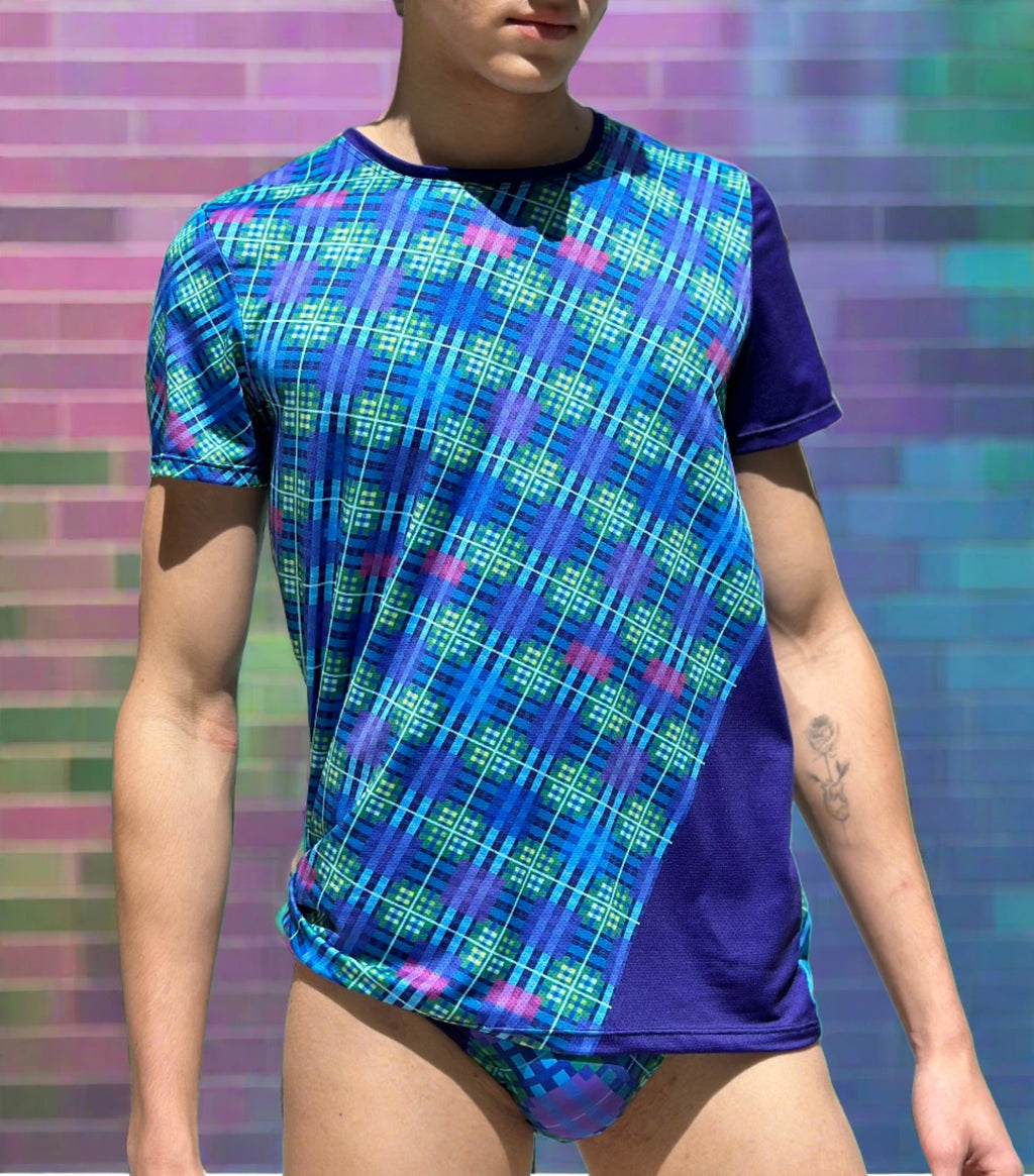 Maris Equi Blue Tartan Men's Sport Shirt