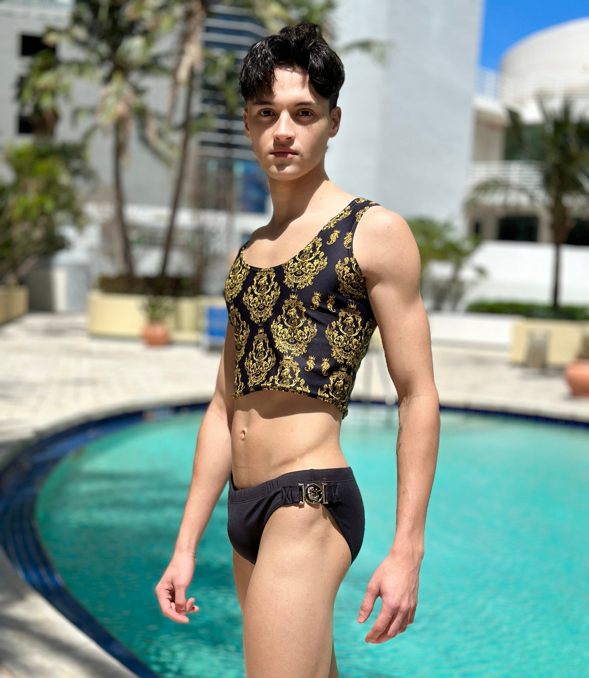 Maris Equi Gold Baroque Men's Crop Tank Top