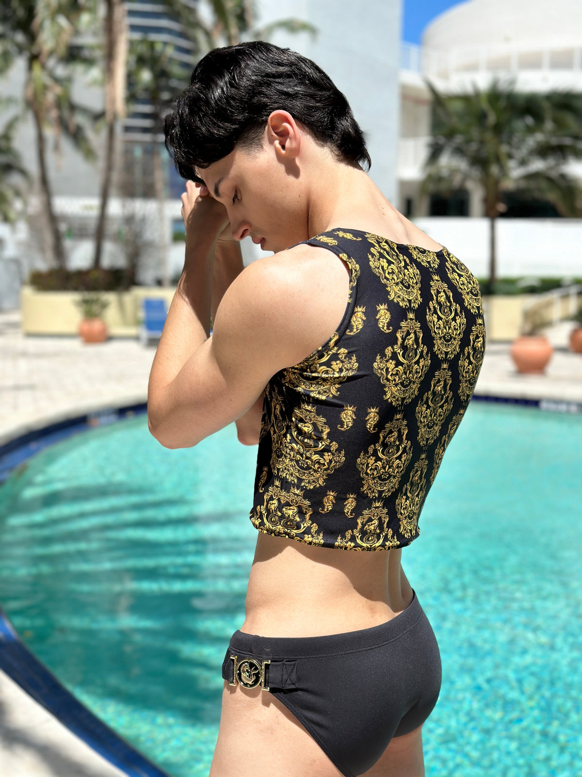 Maris Equi Gold Baroque Men's Crop Tank Top