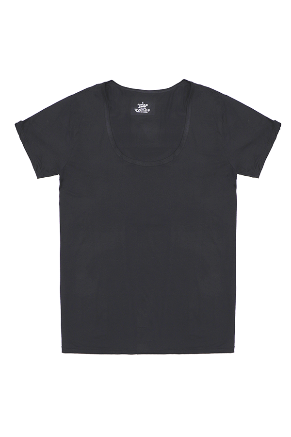 Relaxed Deep-U T-Shirt - Black