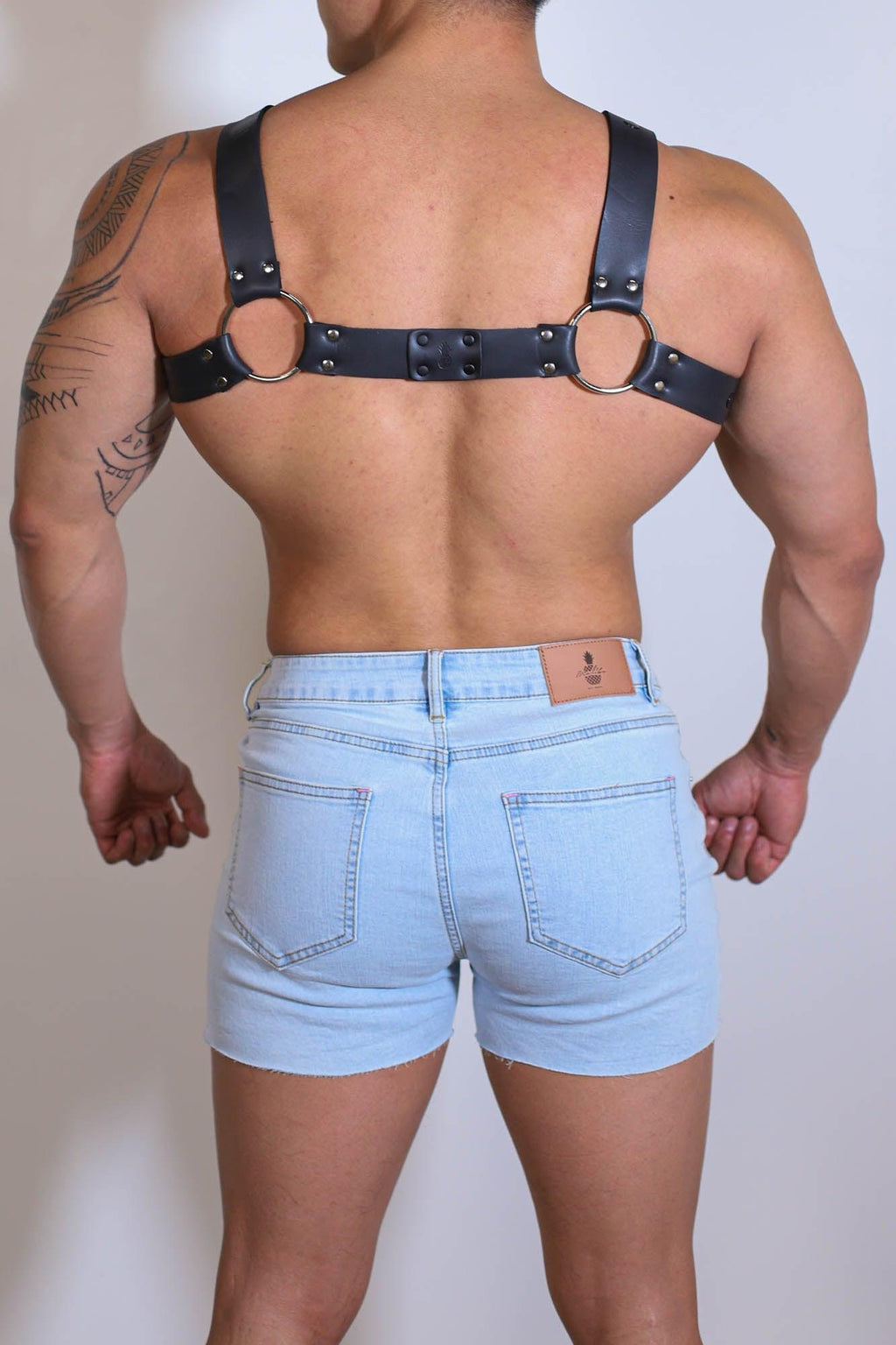 JJ Malibu X-Marks-the-Spot Vegan Leather Zip Harness - White & Black