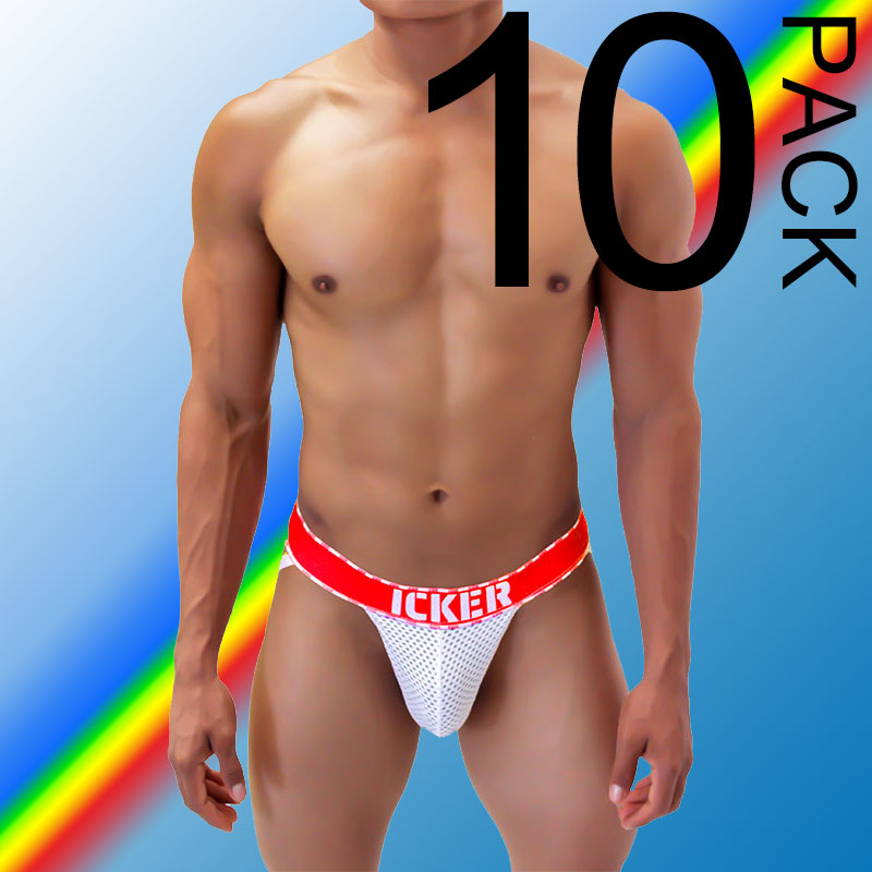 Icker Sea [10 Pack] Mesh Contrast Jock Strap Underwear COI-21-06 - DealByEthan.gay loves Icker Sea