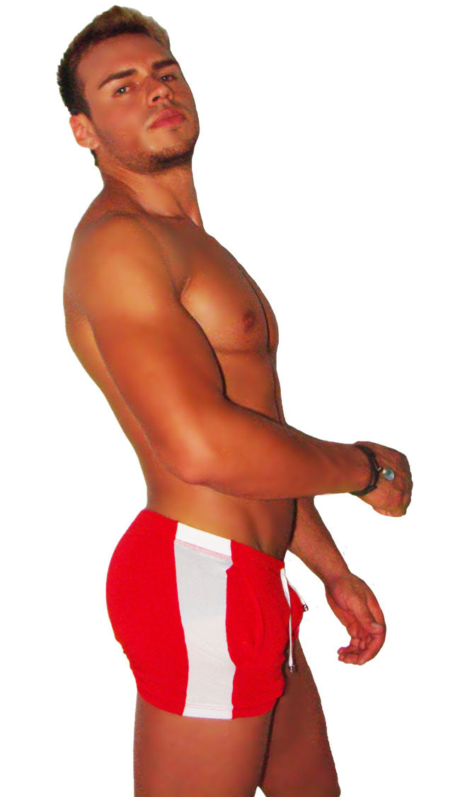 Icker Sea Air Fitness Side Stripe Shorts Red SHR-14-AIR-01 - DealByEthan.gay loves Icker Sea