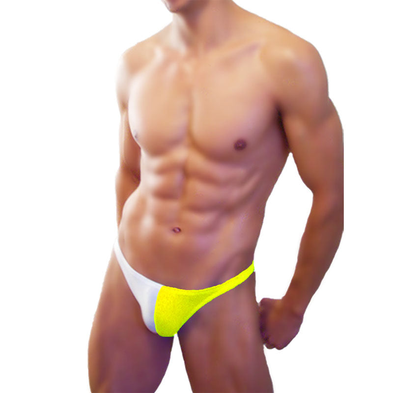 Icker Sea Bicolor Thong Swimwear Fluorescent Yellow/White COB-12-24 - DealByEthan.gay loves Icker Sea