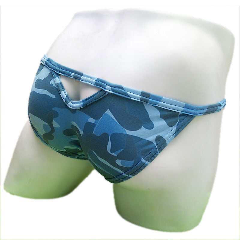 Icker Sea Camouflage Back Cut Out Micro Slip Tanga Bikini Underwear Deep Blue COI-21-01 - DealByEthan.gay loves Icker Sea