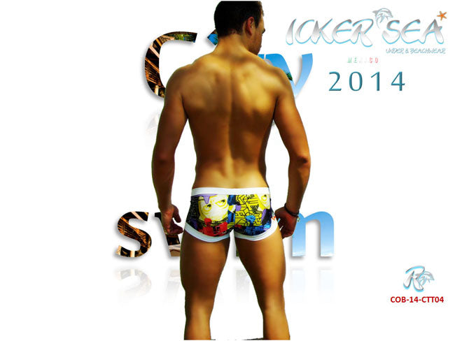 Icker Sea City Low Square Cut Trunk Swimwear COB-14-CTT04 - DealByEthan.gay loves Icker Sea