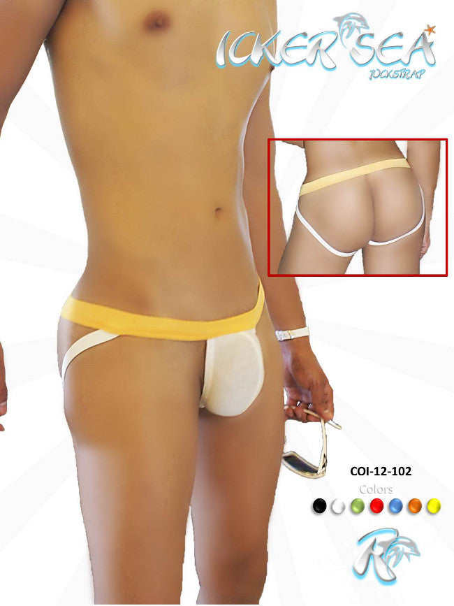 Icker Sea Contrast Jock Strap Underwear White/Mango COI-12-102 - DealByEthan.gay loves Icker Sea