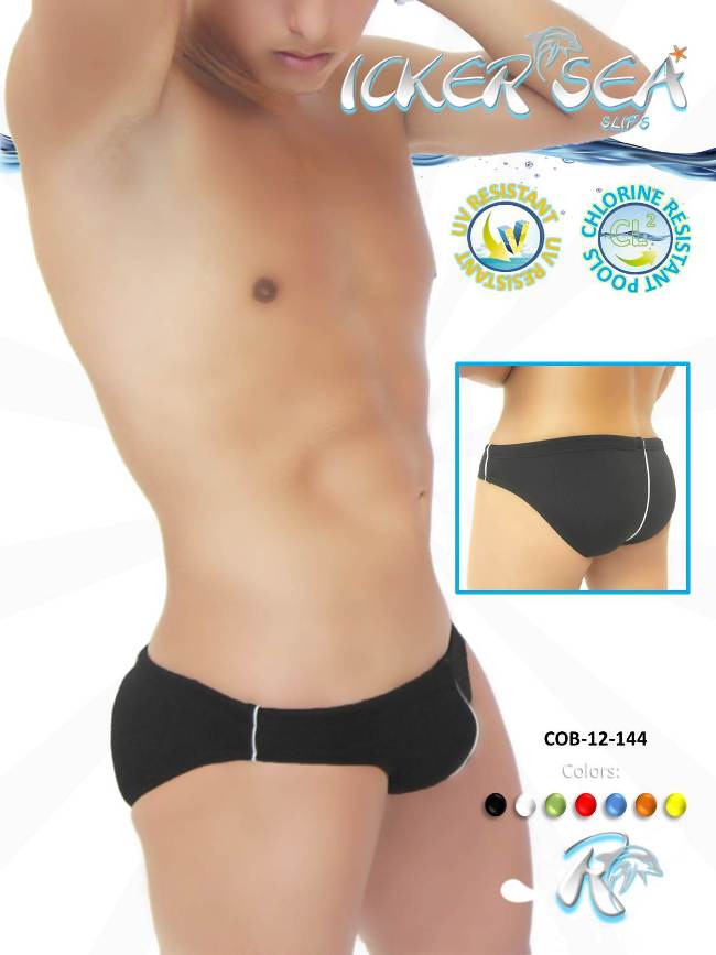 Icker Sea Contrast Line Slip Bikini Swimwear Black COB-12-144 - DealByEthan.gay loves Icker Sea