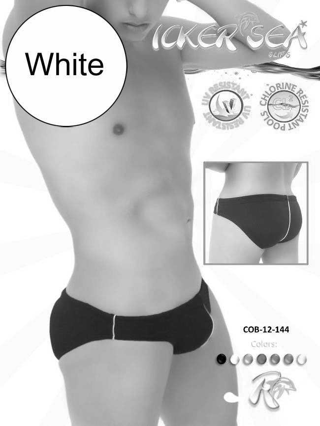Icker Sea Contrast Line Slip Bikini Swimwear White COB-12-144 - DealByEthan.gay loves Icker Sea