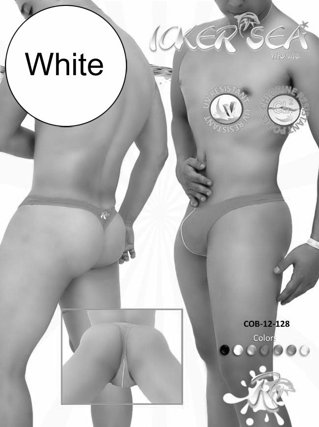 Icker Sea Contrast Line Thong Swimwear White COB-12-128 - DealByEthan.gay loves Icker Sea