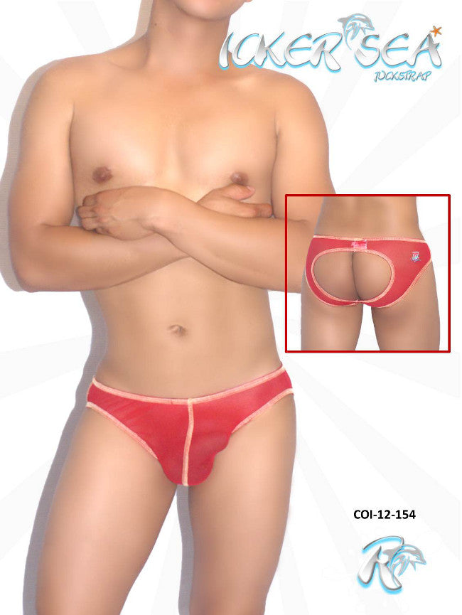 Icker Sea Contrast Stitching Mesh Jock Brief Jock Strap Underwear Red COI-12-154 - DealByEthan.gay loves Icker Sea