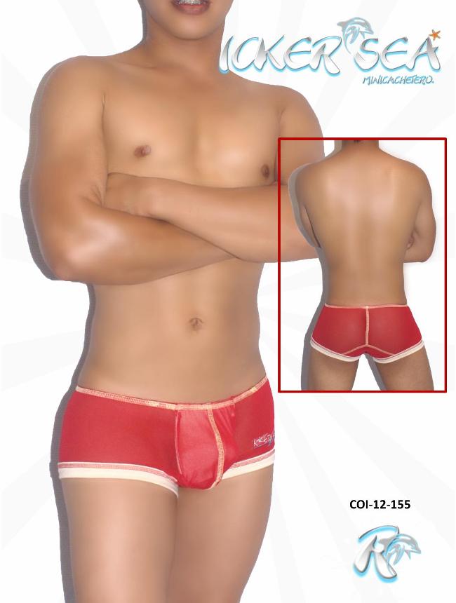 Icker Sea Contrast Stitching Mesh Mini Boxer Brief Underwear Red COI-12-155 - DealByEthan.gay loves Icker Sea