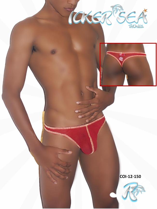 Icker Sea Contrast Stitching Mesh Thong Underwear Red COI-12-150T - DealByEthan.gay loves Icker Sea