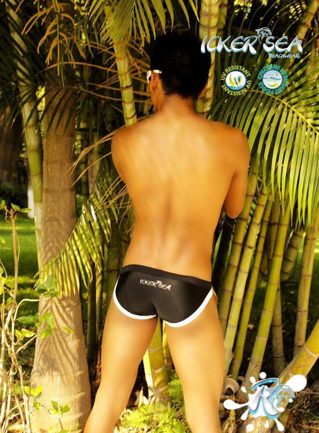 Icker Sea Contrast Trim Micro Slip Bikini Swimwear Black/White COB-13-12 - DealByEthan.gay loves Icker Sea