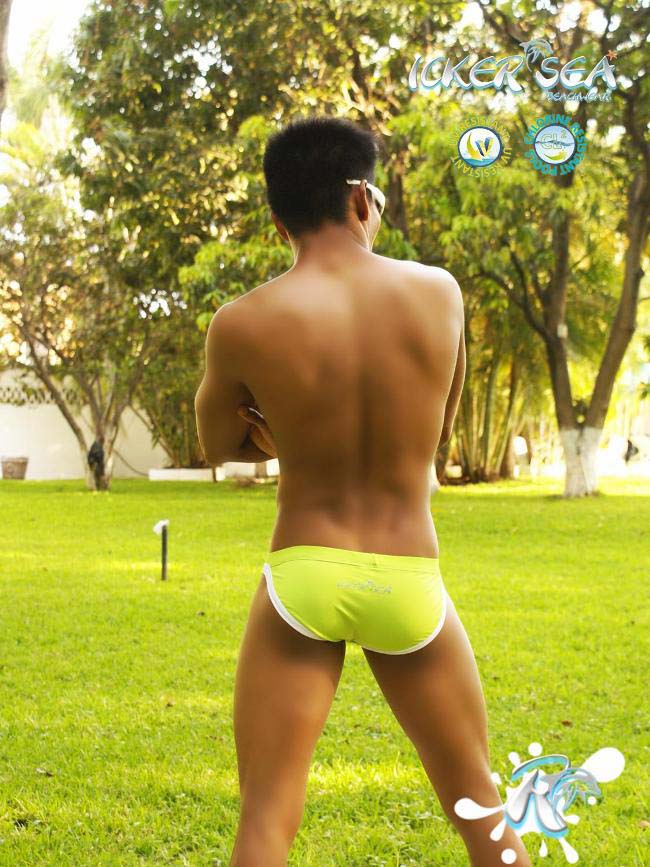 Icker Sea Contrast Trim Micro Slip Bikini Swimwear Green/White COB-13-14 - DealByEthan.gay loves Icker Sea