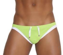 Icker Sea Contrast Trim Micro Slip Bikini Swimwear Green/White COB-13-14 - DealByEthan.gay loves Icker Sea