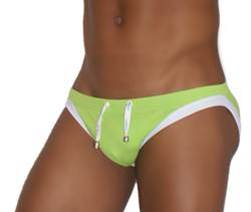 Icker Sea Contrast Trim Micro Slip Bikini Swimwear Green/White COB-13-14 - DealByEthan.gay loves Icker Sea