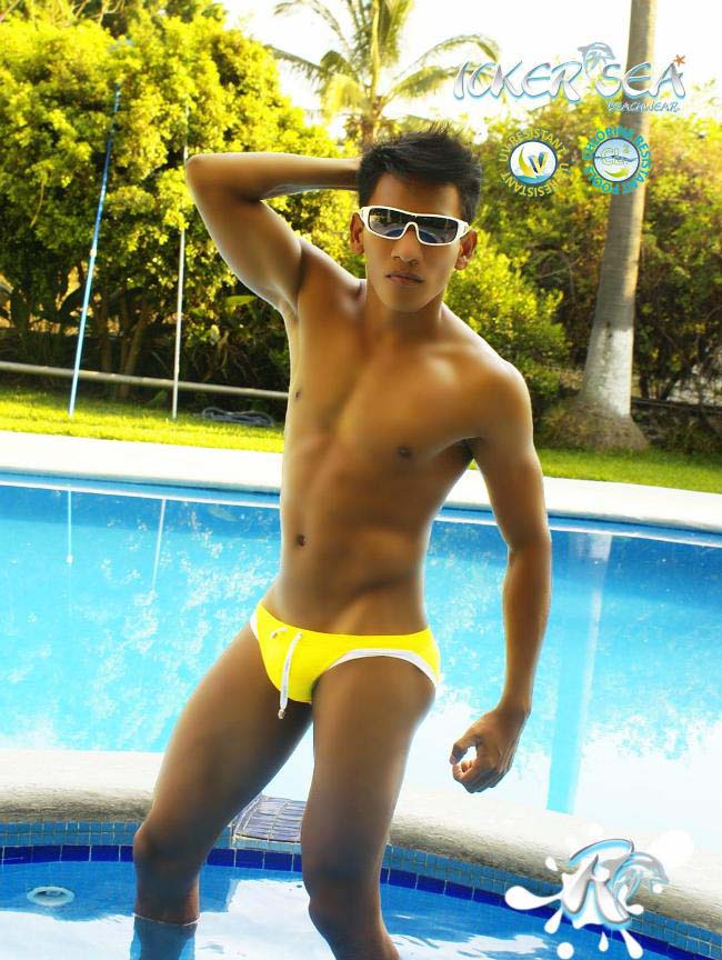 Icker Sea Contrast Trim Micro Slip Bikini Swimwear Mango/White COB-13-15 - DealByEthan.gay loves Icker Sea