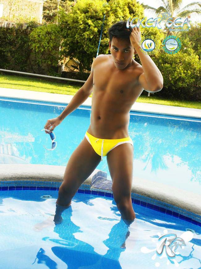 Icker Sea Contrast Trim Micro Slip Bikini Swimwear Mango/White COB-13-15 - DealByEthan.gay loves Icker Sea