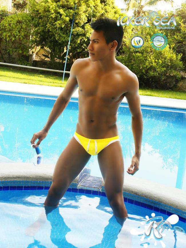 Icker Sea Contrast Trim Micro Slip Bikini Swimwear Mango/White COB-13-15 - DealByEthan.gay loves Icker Sea