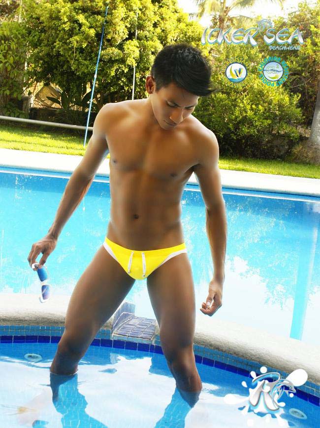 Icker Sea Contrast Trim Micro Slip Bikini Swimwear Mango/White COB-13-15 - DealByEthan.gay loves Icker Sea