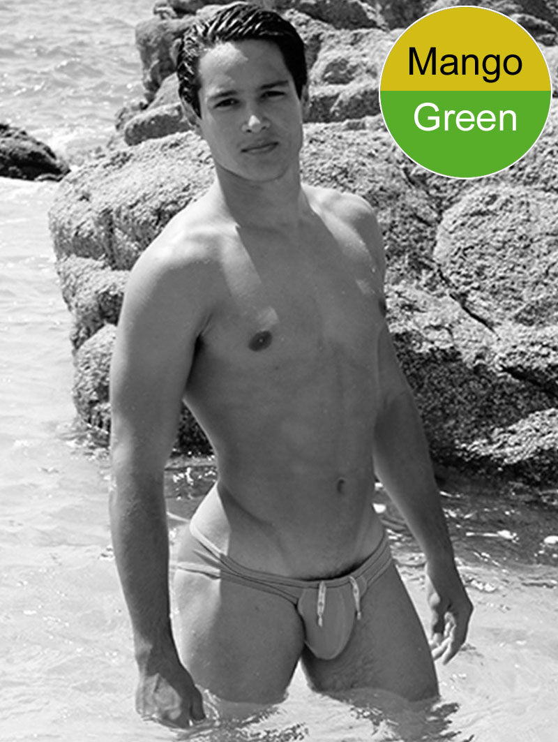 Icker Sea Contrast Trim Mini Brief Bikini Swimwear Mango/Green COB-15-36 - DealByEthan.gay loves Icker Sea