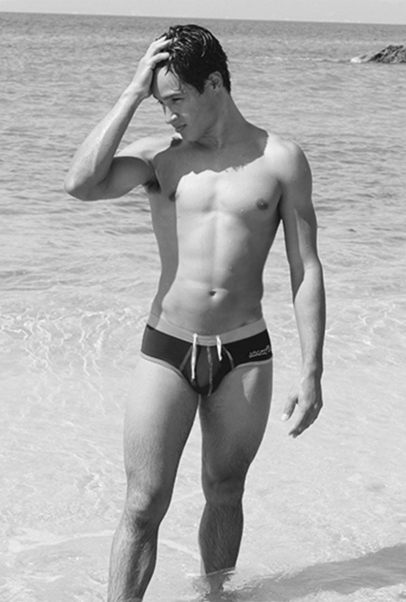 Icker Sea Contrast Trim & Stitching Cheeky Mini Bikini Swimwear Black/White COB-15-39 - DealByEthan.gay loves Icker Sea