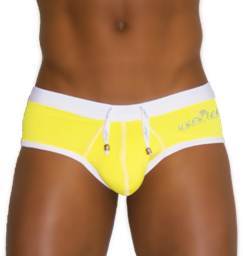Icker Sea Contrast Trim & Stitching Cheeky Mini Bikini Swimwear Mango/White COB-13-25 - DealByEthan.gay loves Icker Sea