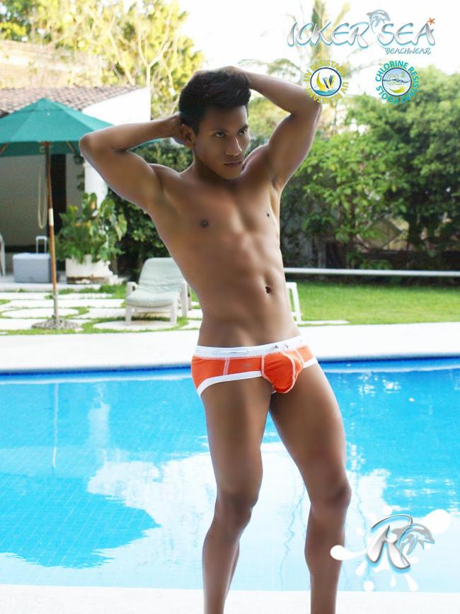 Icker Sea Cord Contrast Trim & Stitching Bikini Swimwear Orange/White COB-13-34 - DealByEthan.gay loves Icker Sea