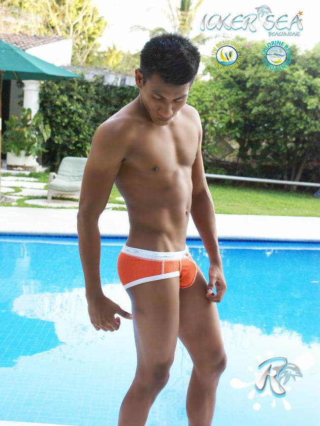 Icker Sea Cord Contrast Trim & Stitching Bikini Swimwear Orange/White COB-13-34 - DealByEthan.gay loves Icker Sea