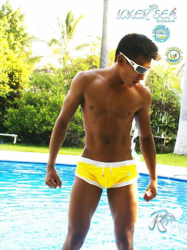 Icker Sea Curved Hemline U Shorts Square Cut Trunk Swimwear Mango COB-13-36 - DealByEthan.gay loves Icker Sea