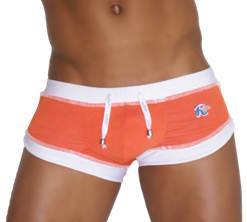Icker Sea Curved Hemline U Shorts Square Cut Trunk Swimwear Orange COB-13-35 - DealByEthan.gay loves Icker Sea
