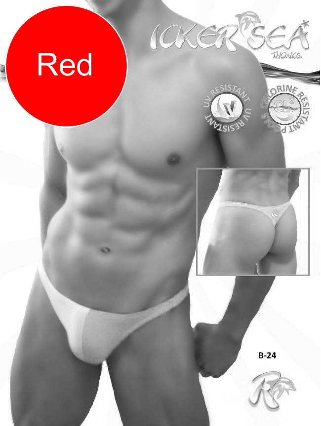 Icker Sea Duotone Thong Swimwear Red/White B-24 - DealByEthan.gay loves Icker Sea