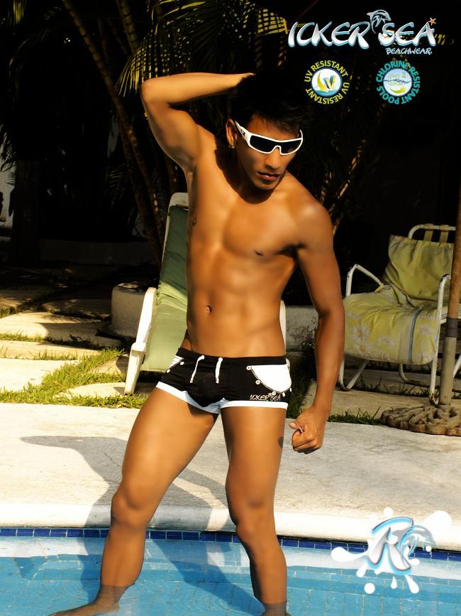Icker Sea Eyelets Square Cut Trunk Swimwear Black COB-13-38 - DealByEthan.gay loves Icker Sea