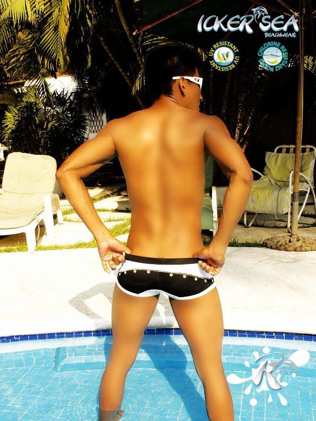Icker Sea Eyelets Square Cut Trunk Swimwear Black COB-13-38 - DealByEthan.gay loves Icker Sea