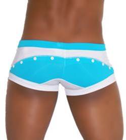 Icker Sea Eyelets Square Cut Trunk Swimwear Blue COB-13-37 - DealByEthan.gay loves Icker Sea