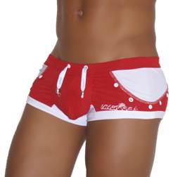 Icker Sea Eyelets Square Cut Trunk Swimwear Red COB-13-39 - DealByEthan.gay loves Icker Sea