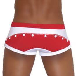 Icker Sea Eyelets Square Cut Trunk Swimwear Red COB-13-39 - DealByEthan.gay loves Icker Sea