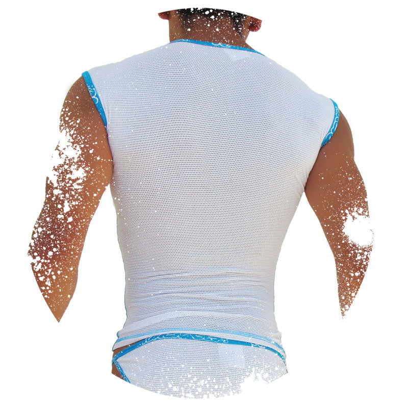 Icker Sea Fresh Dots Logo Trim Muscle Top T Shirt Blue COI-14-FD-04 - DealByEthan.gay loves Icker Sea