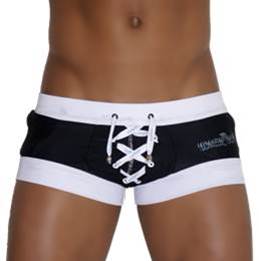 Icker Sea Legs Shoe Lace Pouch Square Cut Trunk Swimwear Black COB-13-43 - DealByEthan.gay loves Icker Sea