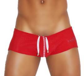 Icker Sea Lifeguard Brazilian Square Cut Trunk Swimwear Red COB-13-47 - DealByEthan.gay loves Icker Sea