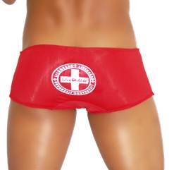 Icker Sea Lifeguard Brazilian Square Cut Trunk Swimwear Red COB-13-47 - DealByEthan.gay loves Icker Sea