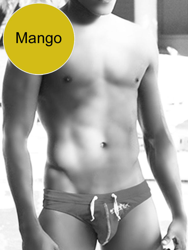 Icker Sea Lifeguard Stitching Tanga Thong Swimwear Mango COB-13-03 - DealByEthan.gay loves Icker Sea