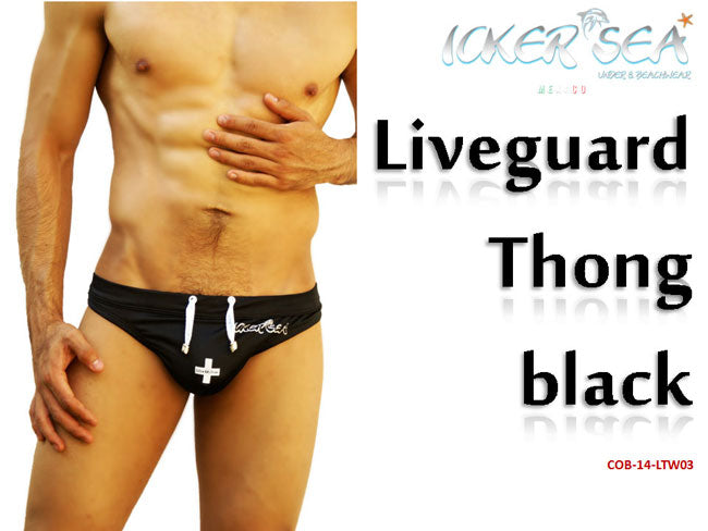 Icker Sea Lifeguard Tanga Thong Swimwear Black COB-14-LTW03 - DealByEthan.gay loves Icker Sea